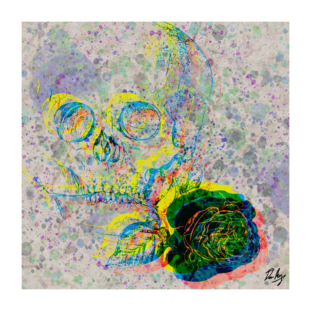 skull and rose